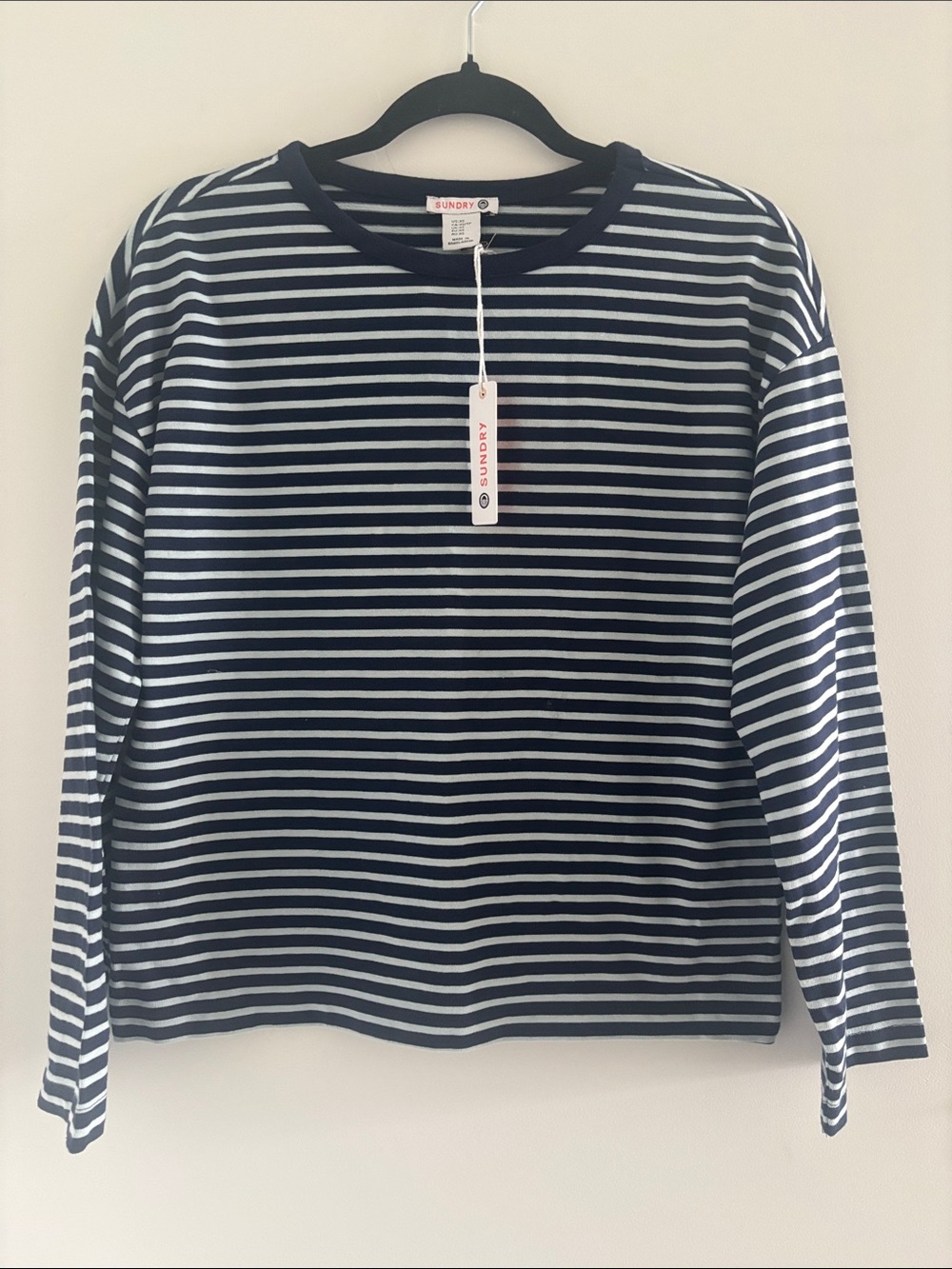 Sundry Navy and light blue  Striped Long-Sleeve Tee